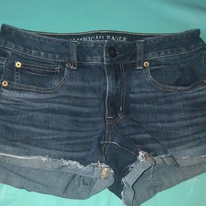 dark wash american eagle jean shorts
